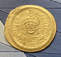 Bizánci, I. Justinianus arany solidusa (i.sz. 527-565)-arany pénz-római érme