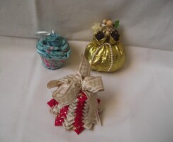 Textil karácsonyi dísz,fenyőfa karácsonyfadísz,fenyődísz 3db