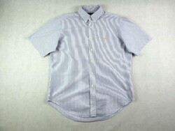 EREDETI RALPH LAUREN (L / XL) ELEGÁNS RÖVID UJJÚ FÉRFI KÉK-FEHÉR VÉKONY CSÍKOS ING