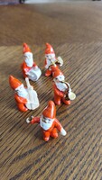 Mini zenélő ,porcelán télapó,mikulás 5 db