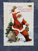 Régi grafikus Mikulásos karácsonyi képeslap - ( postatiszta )