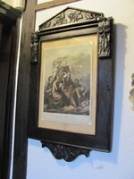 Nagyméretű kromolitográfia 415x308 mm - Apotheozis / Kazinczy - 1859 - antik keretében (Ritka)