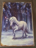 Fantasy - unikornis fém dekor tábla