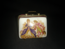 Barokk mintás porcelán ékszertartó doboz