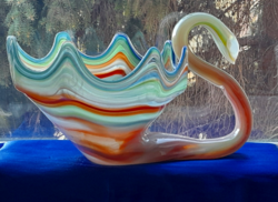 ﻿Régi muranoi nagy méretű hattyú alakú asztalközép - 30 cm x 19 cm x 18 cm -