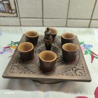 Retro Drink Set with Wooden Holder for Sale!