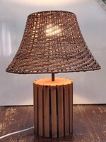 Fa rattan asztal design lámpa ALKUDHATÓ vintage
