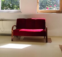Art Deco piros vörös bársony kanapé
