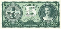 1 egy milliárd egymilliárd B.-pengő aUNC