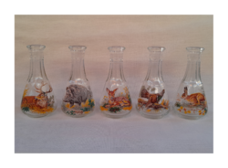 5 db vadászjelenetes pálinkás kis üveg.