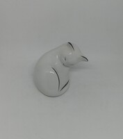 Hollóházi porcelán art deco alvó cica!