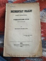 FREREYCH IMRE: Documentált felelet Kemény Zsigmondnak, Forradalom után czimű munkájára