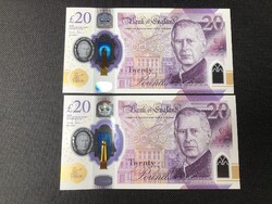 Nagy-Britannia ( Anglia ) - 20 Font SORSZÁMKÖVETŐ bankjegyek - III. Károly király - 2024 - UNC