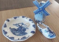 Holland porcelán malom, papucs, tálka egyben - Delft fajansz