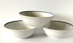 3 DB RETRO MENZÁS ZSOLNAY KÉK CSÍKOS PORCELÁN GULYÁS,KOCSONYÁS TÁL