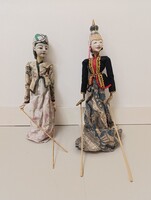 Antik báb 2 darab Indonézia indonéz Jáva tipikus Jakartai batik jelmezes marionett játék 622 1787