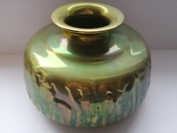 Jelenetes Zsolnay porcelán eosin/eozin váza