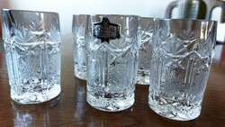 Antik  Zajecar  24% Pbo  csiszolt, metszett, ólom kristály pálinkás, likőrős  pohár 5 db