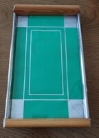 Retro vintage német Holzsieb BT Wasungen tálaló,reggeliző tálca, fa-fém keretes,üveg betétes kb 1960