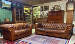 Chesterfield bőr 2 és 3 személyes garnitúra.