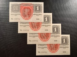 *** 4 db  Sorszámkövető UNC 1916 os 1 korona ***