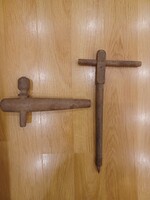 Antik fa népi, paraszti, borászati tárgyak 2 db vintage