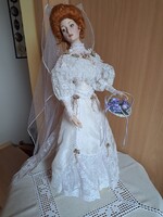 56 cm  Exklusiv   Menyasszony porcelànbaba