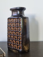 VEB Haldensleben német vintage op art stílusú kerámia váza