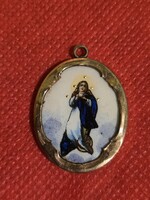 Mária medál csillagos porcelán tüzzománc