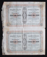 Duna Szabályozás nyeremény kölcsön 50 forint 1870 - Buda