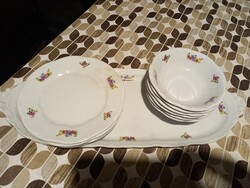 Zsolnai süteményes készlet ( 5 db tányér) + 6 kompótos tálka