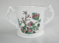 Angol jelzett porcelán virágos kétfülű porcelán bögre csésze