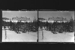 Régi sztereó üvegnegatív Tátralomnic Grand Hotel Praha 1900-as évek eleje