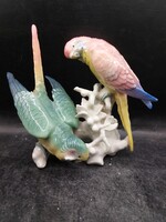 Ens porcelán papagáj pár, 16 cm-es magasságú. 3438b