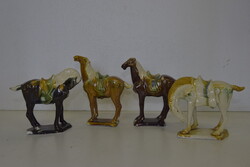 Régi kínai, három mázas (sancai) Han dinasztia stílusú harci ló szobrok A114