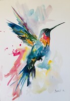 Kolibri sorozat. Könnyed, színes akvarell !
