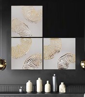 WHITE & GOLD TRIO - absztrakt festmény Kuzma Lilla