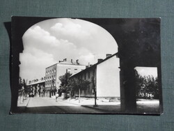 Képeslap,Oroszlány,Fürst Sándor utca,városkapu látkép,részlet, 1961-