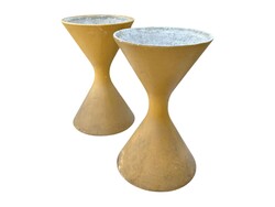 Willy Guhl “Diabolo” beton virágtartó pár - svájci design, 1960-as évek, mid-century, brutalista