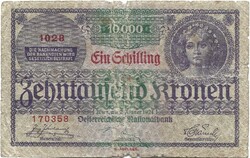 1 schilling a 10000 korona bankjegyen II. kiadás 1924 Ausztria 1.