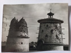Régi fekete-fehér fotó, Nílus Delta - Galambdúcok az országút mellett 1971