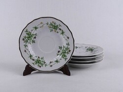 1U682 Erika mintás Hollóházi aranyozott porcelán teáscsésze alátét tányér 5 db