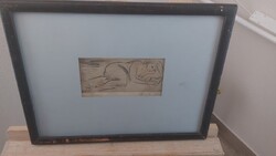 (FBL4) Borsos Miklós kis rézkarca 41x31 cm kerettel