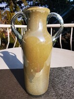 GYÖNGYHÁZFÉNYŰ AMFORA ÜVEG VÁZA,