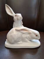 MAKULÁTLAN!! Régi Herendi festett (!!!) nyúl nyuszi pár Vastagh Éva  porcelán figura