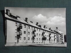 Képeslap,Oroszlány,Lakótelep,utca látkép,részlet, 1961-