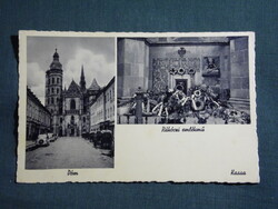 Képeslap,Szlovákia,Kassa,Dóm,templom,Rákóczi emlékmű látkép,F. L. Kassa kiadás,1940-