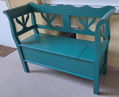 Hollóházi Folk Armchair Wooden Chest, Arm Chest, Armchair Bench with Lid