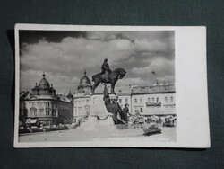 Képeslap,Románia,Kolozsvár,Mátyás király szobor látkép,részlet,Fotófilm kiadás,1940-