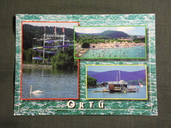Képeslap,Orfű,mozaik,Pécsi tó,strand látkép,részlet, 1997-